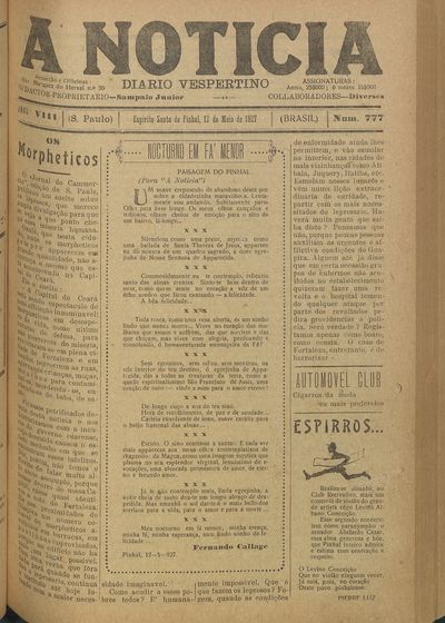 Capa de um dos jornais.