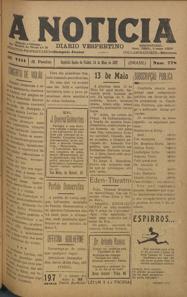 Capa de um dos jornais.