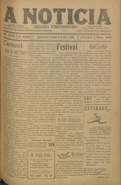 Capa de um dos jornais.