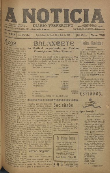 Capa de um dos jornais.