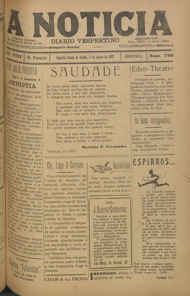 Capa de um dos jornais.