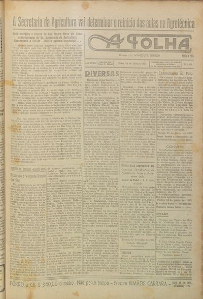 Capa de um dos jornais.