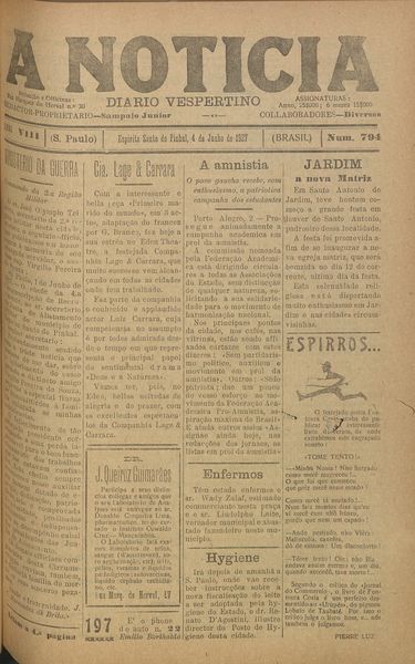 Capa de um dos jornais.