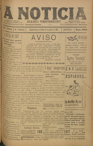 Capa de um dos jornais.