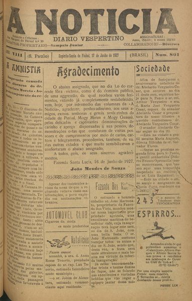 Capa de um dos jornais.