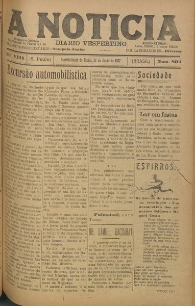 Capa de um dos jornais.