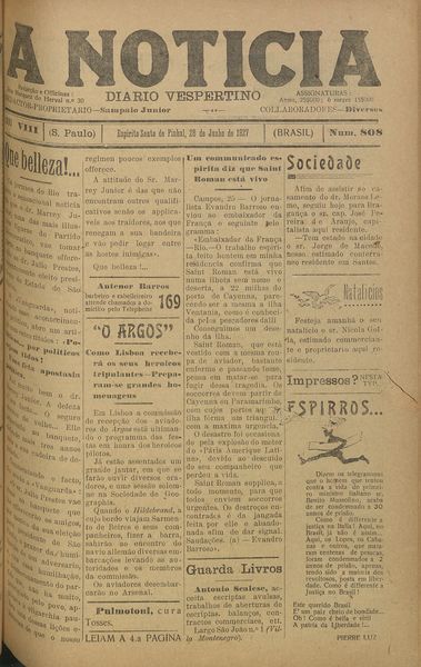 Capa de um dos jornais.