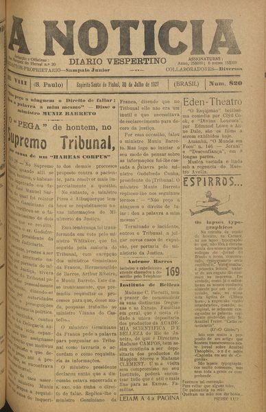 Capa de um dos jornais.