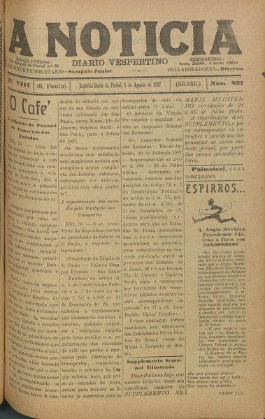 Capa de um dos jornais.