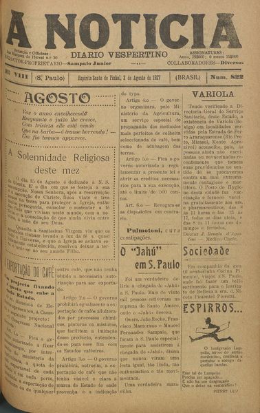Capa de um dos jornais.