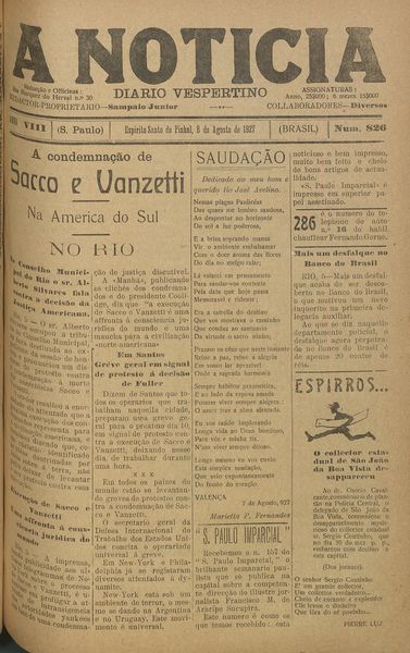 Capa de um dos jornais.