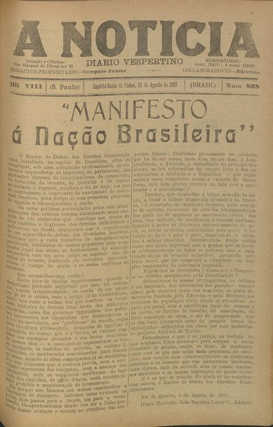 Capa de um dos jornais.