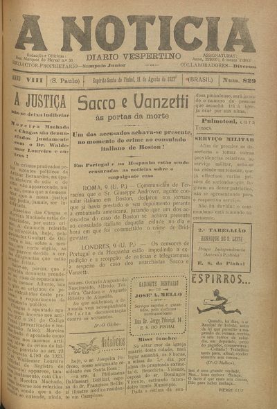Capa de um dos jornais.