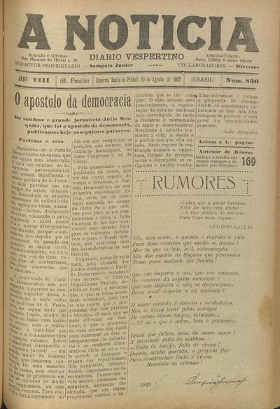 Capa de um dos jornais.