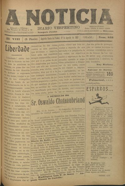 Capa de um dos jornais.
