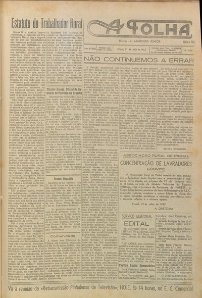 Capa de um dos jornais.