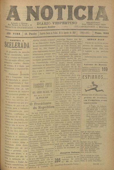 Capa de um dos jornais.