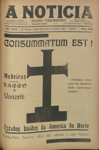 Capa de um dos jornais.