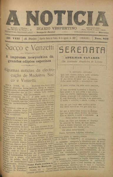 Capa de um dos jornais.