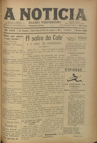 Capa de um dos jornais.