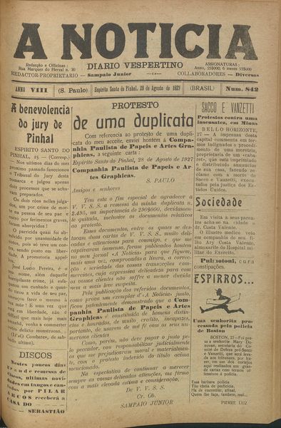 Capa de um dos jornais.