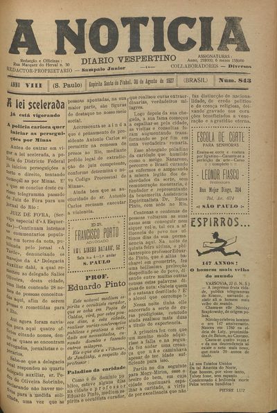 Capa de um dos jornais.