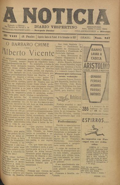 Capa de um dos jornais.