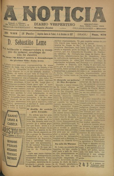 Capa de um dos jornais.