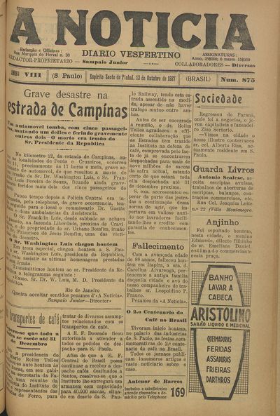 Capa de um dos jornais.