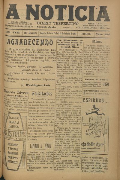 Capa de um dos jornais.