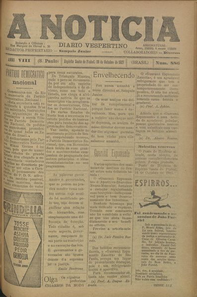 Capa de um dos jornais.