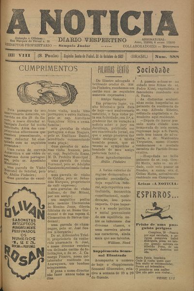Capa de um dos jornais.