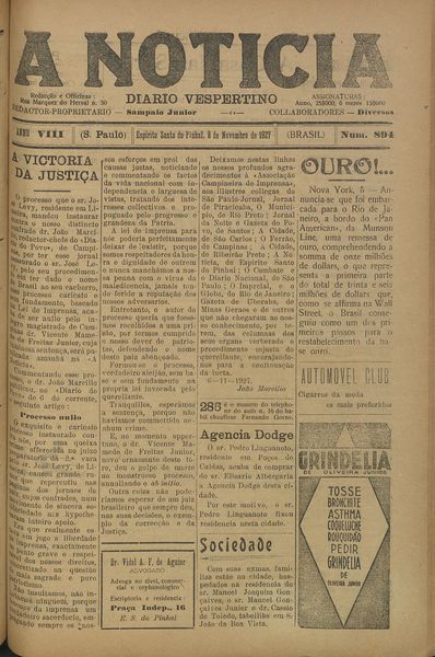 Capa de um dos jornais.