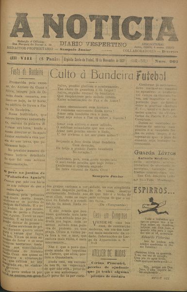 Capa de um dos jornais.