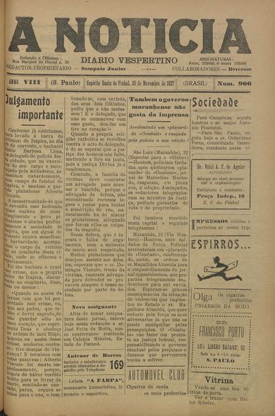Capa de um dos jornais.
