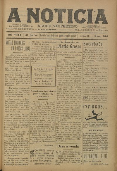 Capa de um dos jornais.