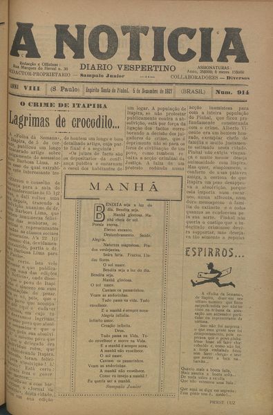 Capa de um dos jornais.