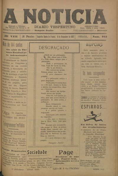 Capa de um dos jornais.
