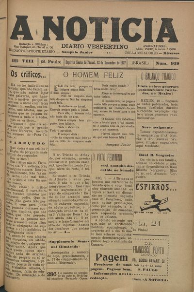 Capa de um dos jornais.