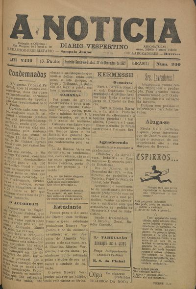 Capa de um dos jornais.