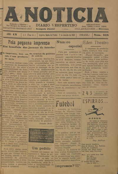 Capa de um dos jornais.