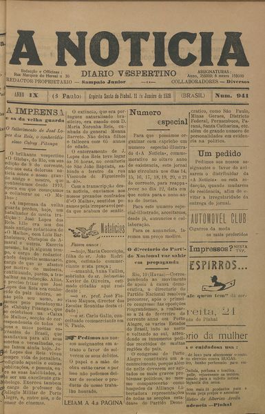 Capa de um dos jornais.