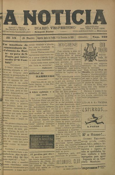 Capa de um dos jornais.