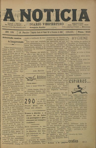 Capa de um dos jornais.
