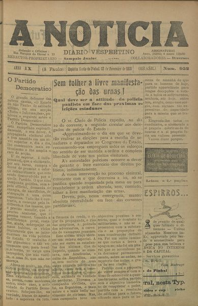 Capa de um dos jornais.