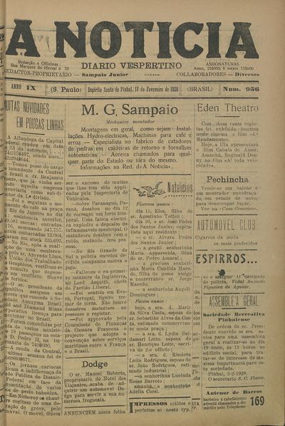Capa de um dos jornais.