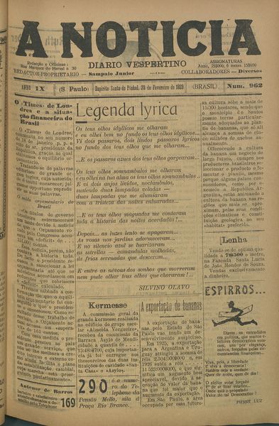 Capa de um dos jornais.