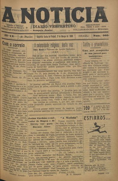 Capa de um dos jornais.