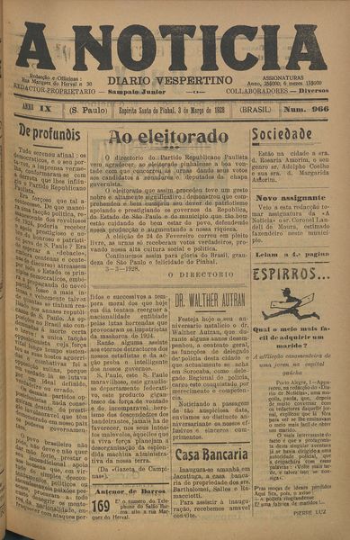 Capa de um dos jornais.