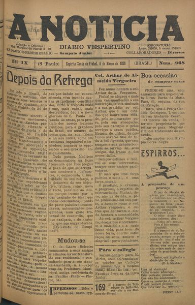 Capa de um dos jornais.